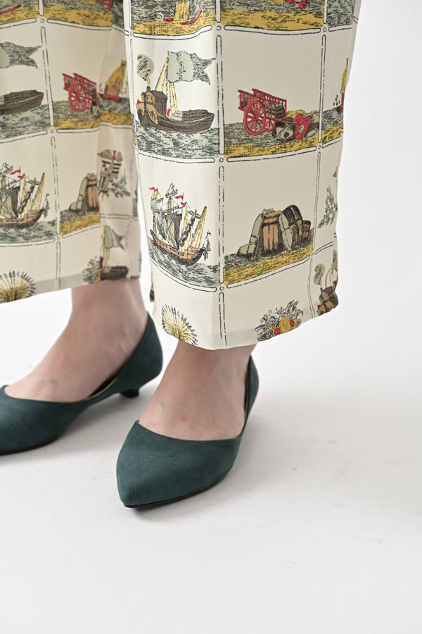Vintage Scarf Print Trousers