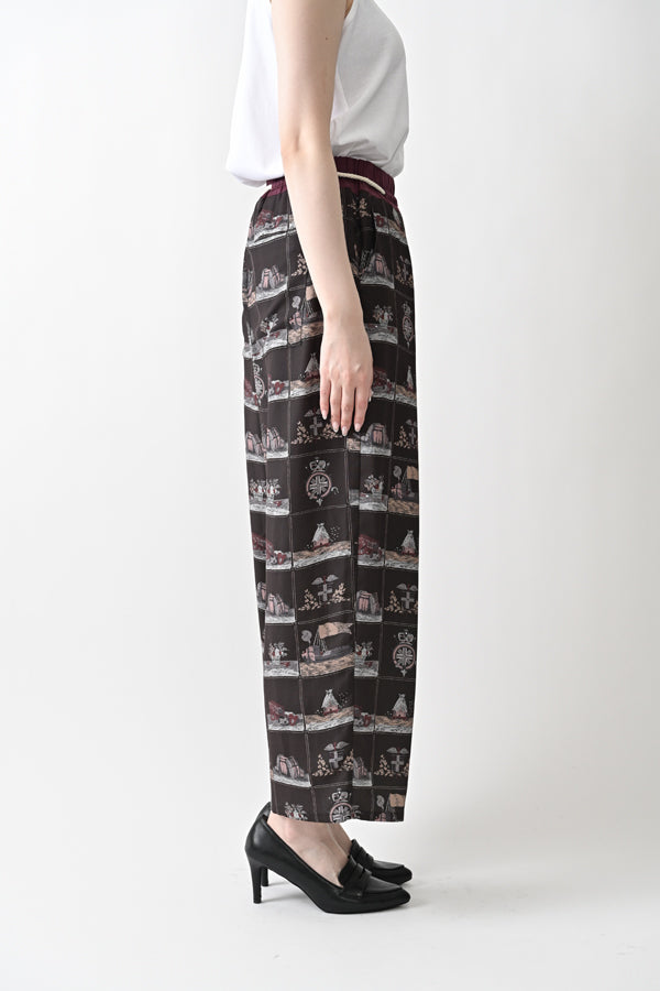 Vintage Scarf Print Trousers