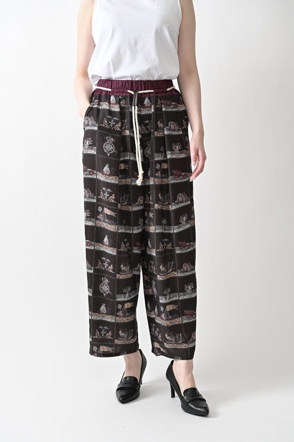Vintage Scarf Print Trousers