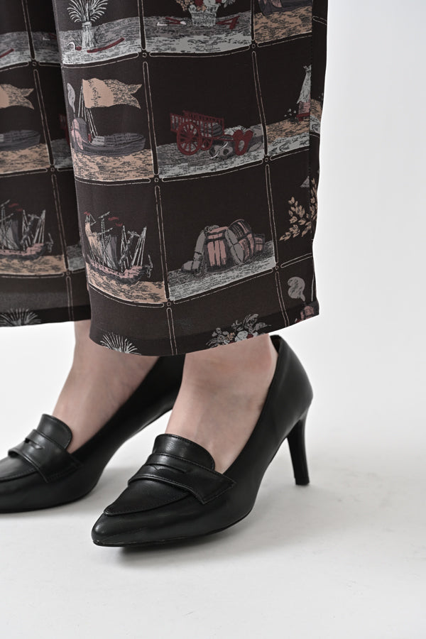 Vintage Scarf Print Trousers