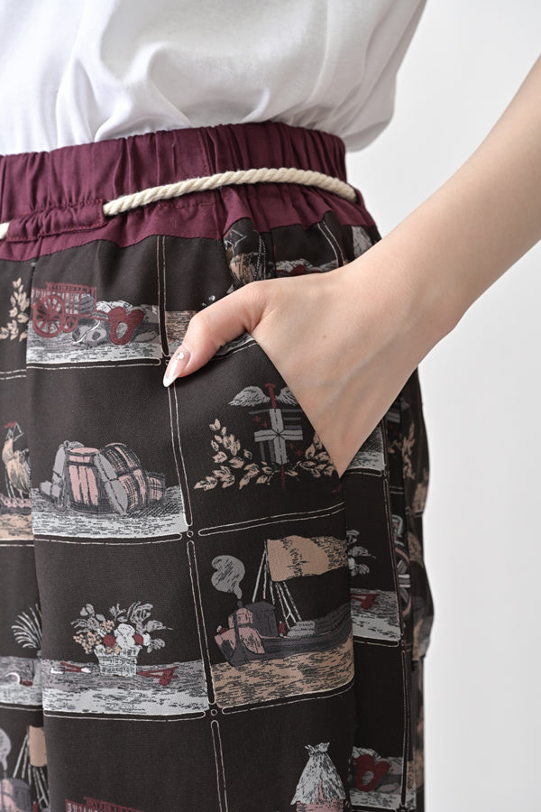 Vintage Scarf Print Trousers