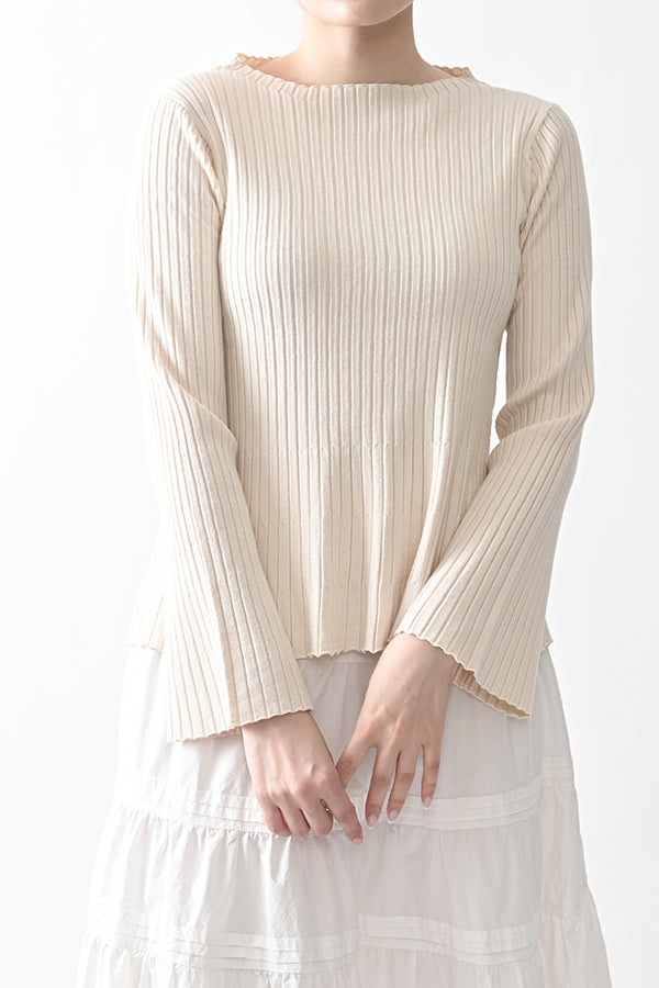 Flared Drape Rib Pullover