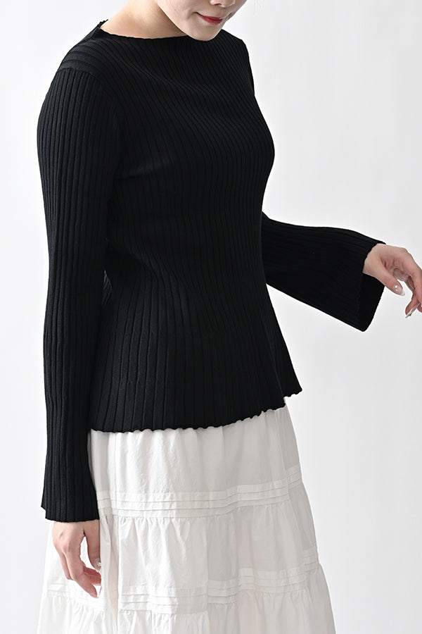 Flared Drape Rib Pullover