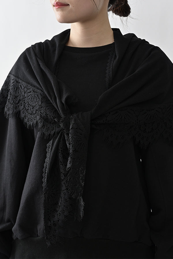 French Terry Pullover with Lace Cape