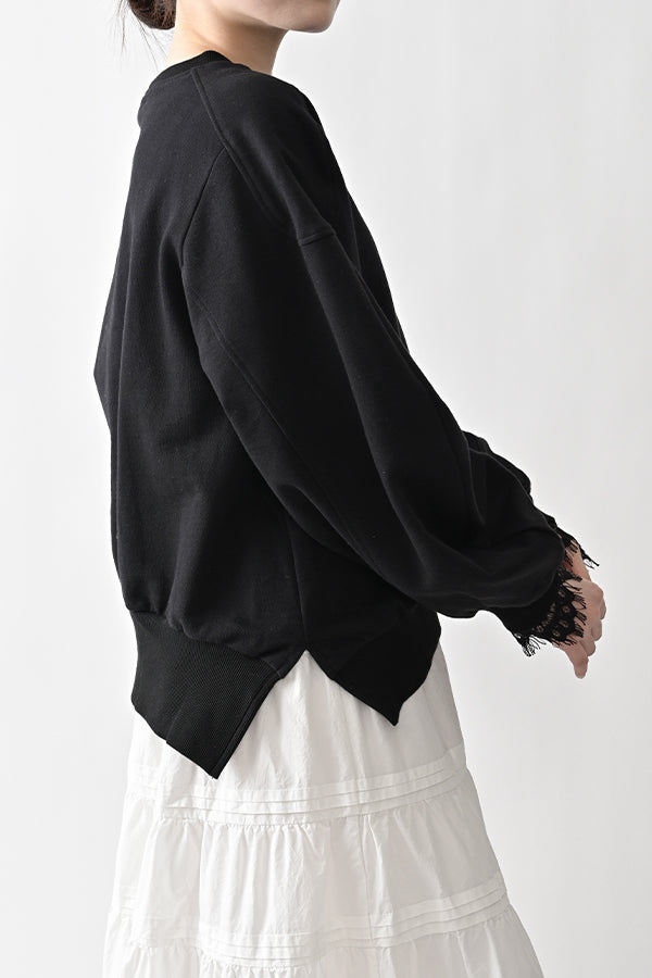 French Terry Pullover with Lace Cape