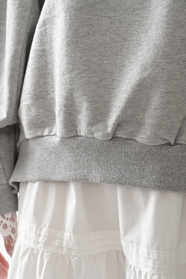 French Terry Pullover with Lace Cape