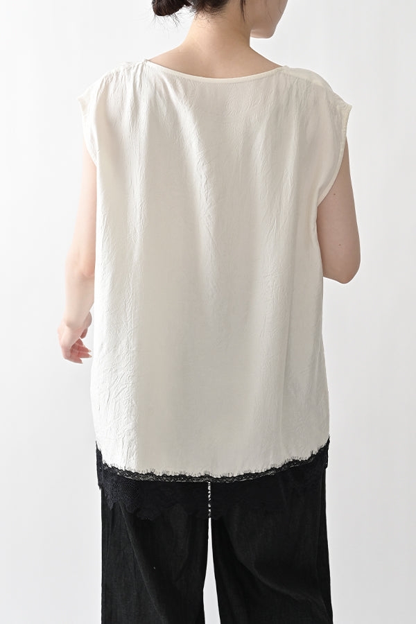 Boat Neck Pullover with Lace Hem