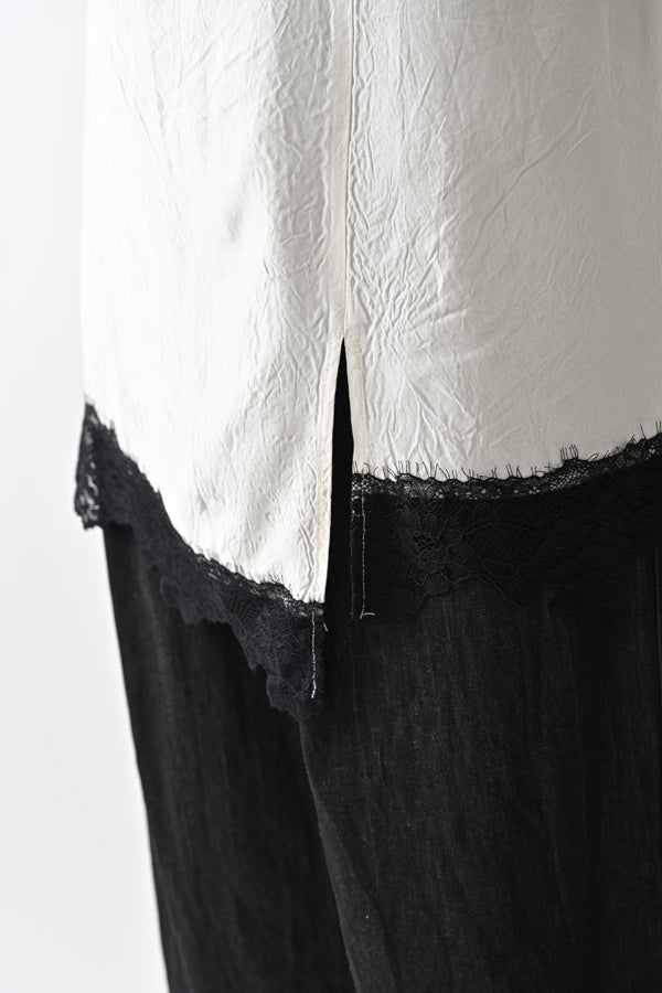 Boat Neck Pullover with Lace Hem