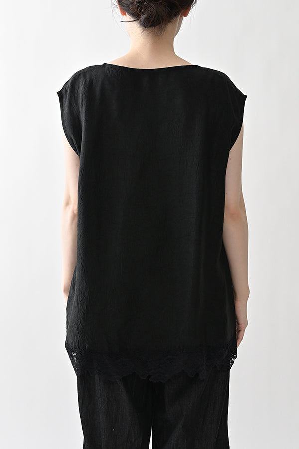 Boat Neck Pullover with Lace Hem