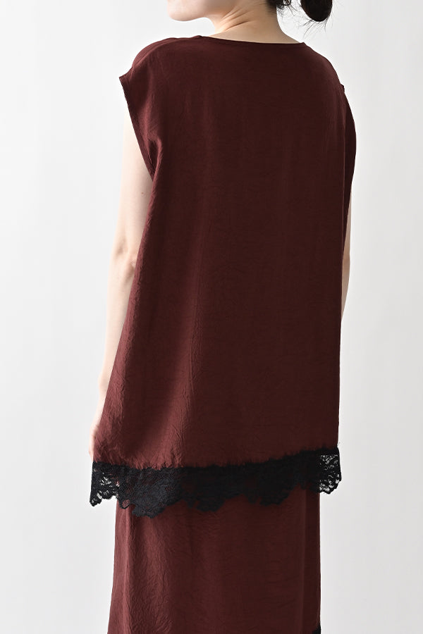 Boat Neck Pullover with Lace Hem