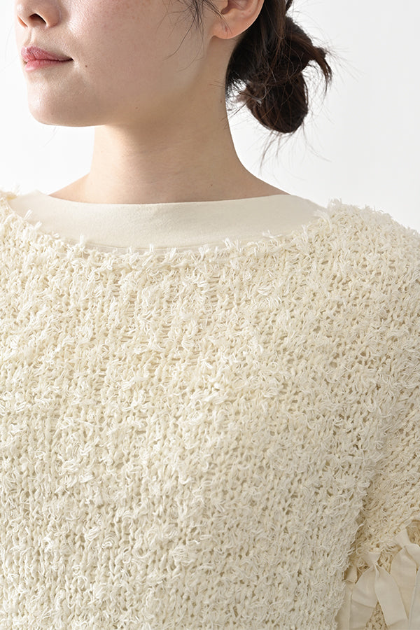 Tape Yarn Fringe Pullover