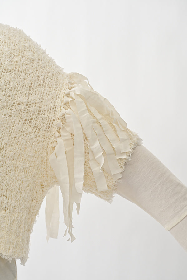 Tape Yarn Fringe Pullover