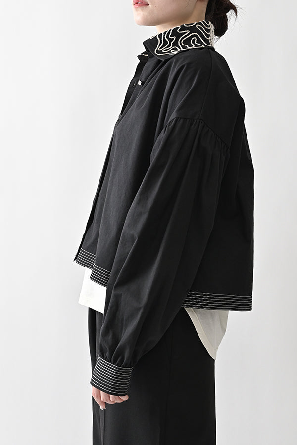 Cord Embroidered Collar Blouse