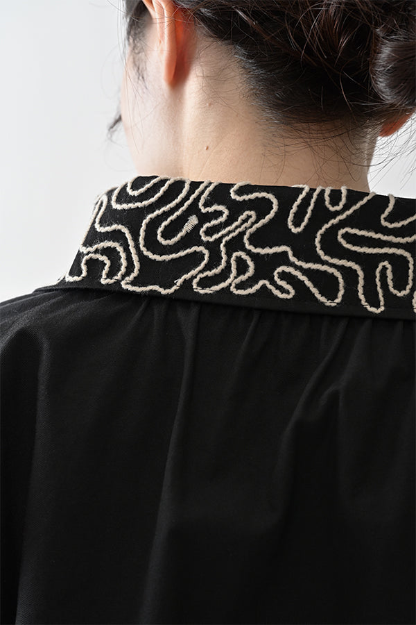 Cord Embroidered Collar Blouse