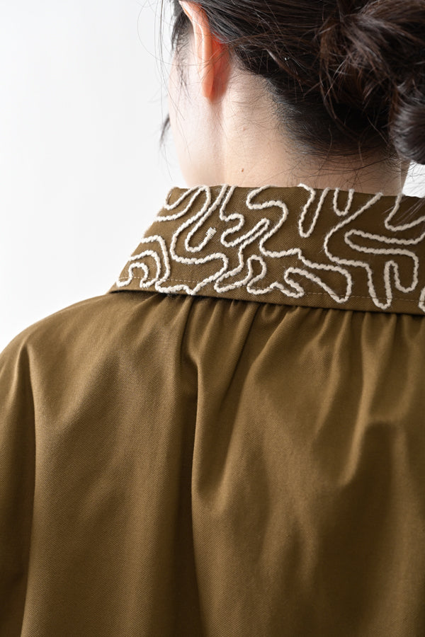 Cord Embroidered Collar Blouse