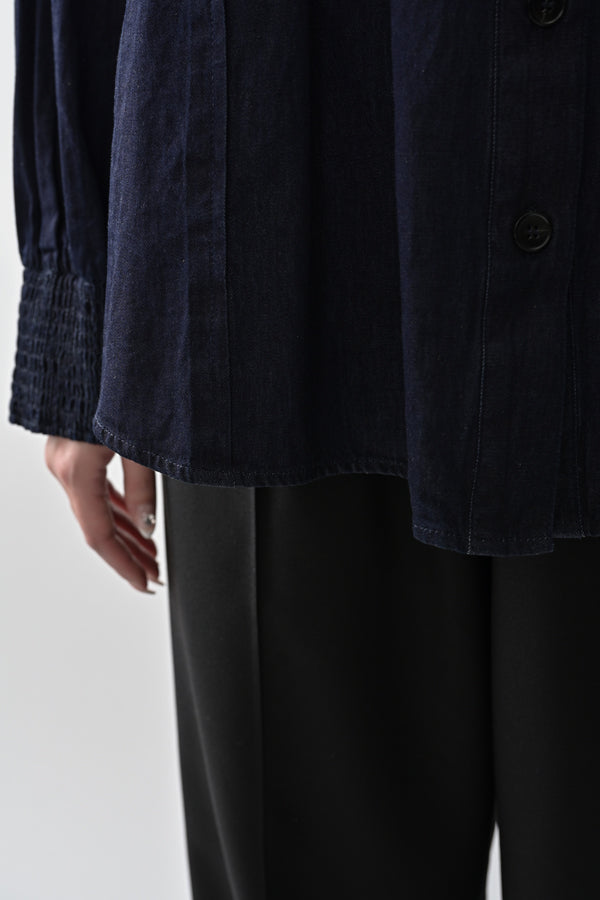 Shirred Denim Shirt