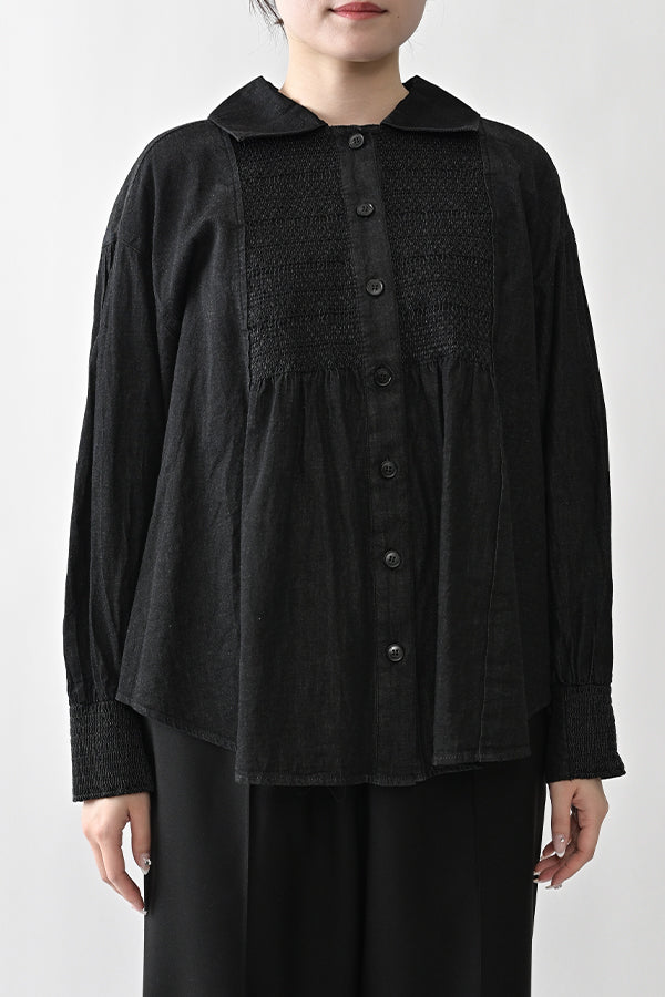 Shirred Denim Shirt