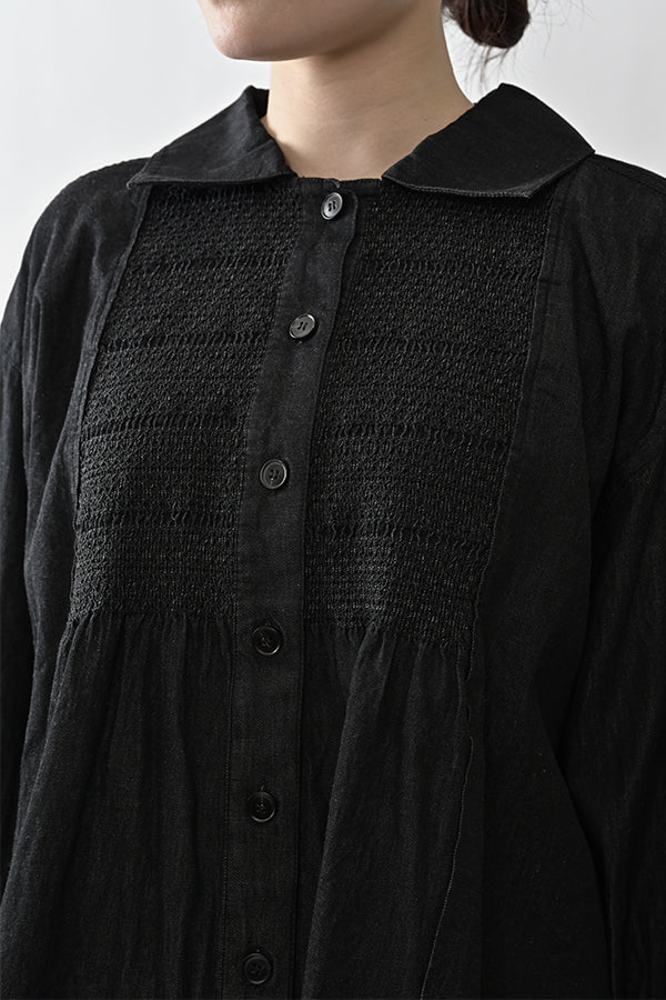 Shirred Denim Shirt