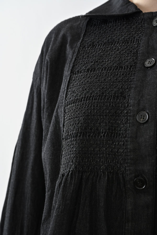 Shirred Denim Shirt