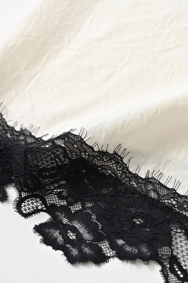 Boat Neck Pullover with Lace Hem