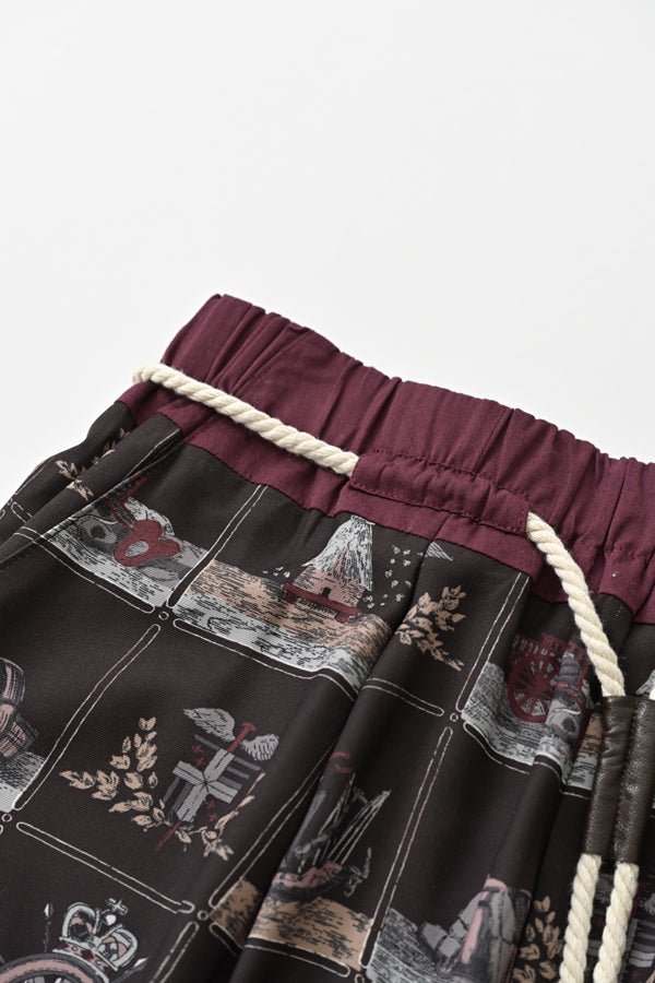 Vintage Scarf Print Trousers