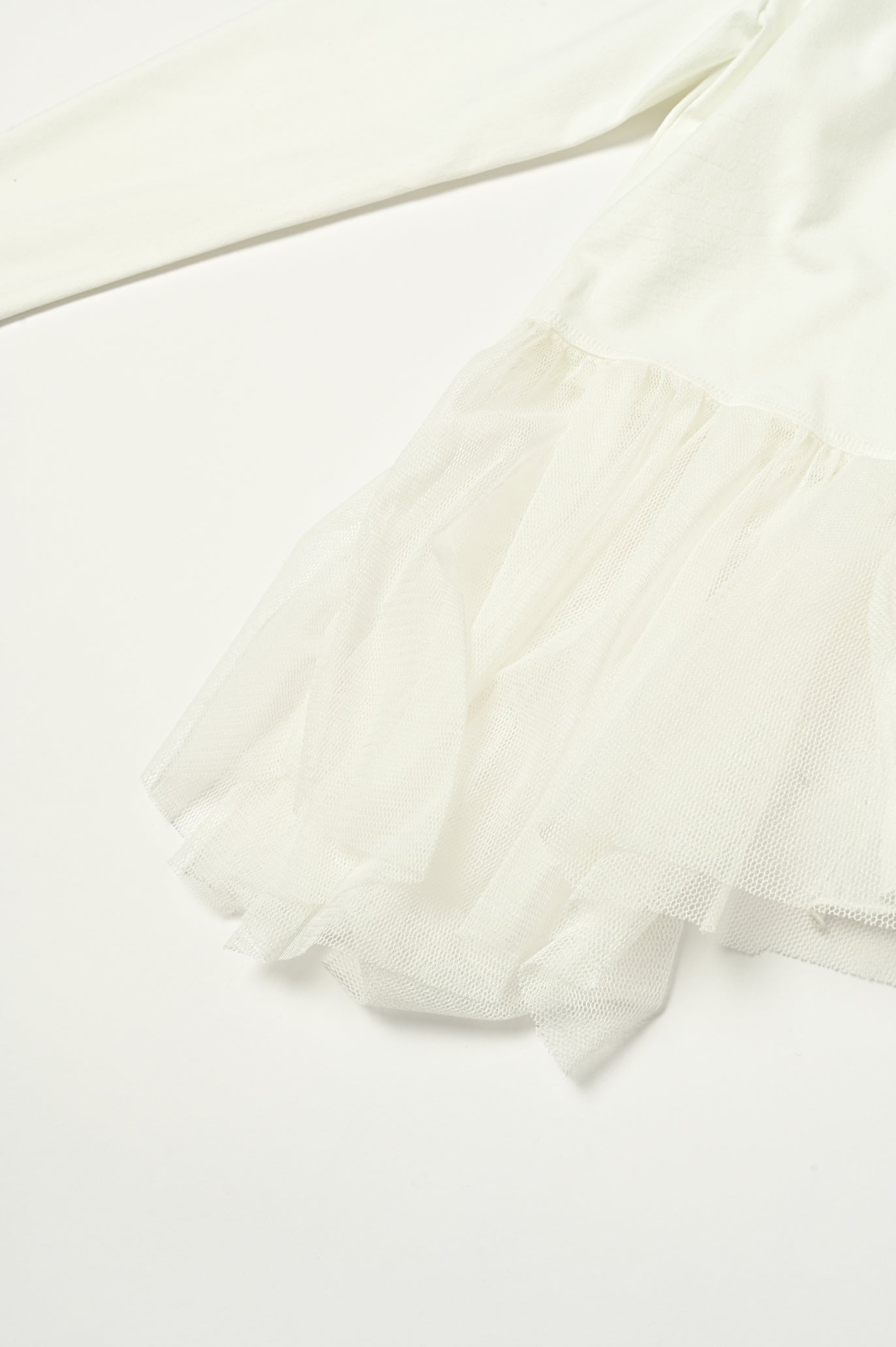 Tulle & Washed Peplum Pullover