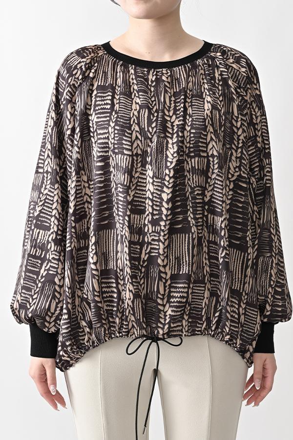 Cable Print Raglan Pullover