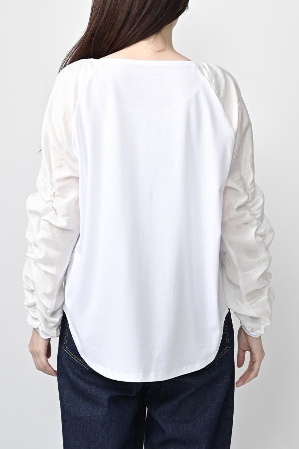 Shirred Sleeve Pullover
