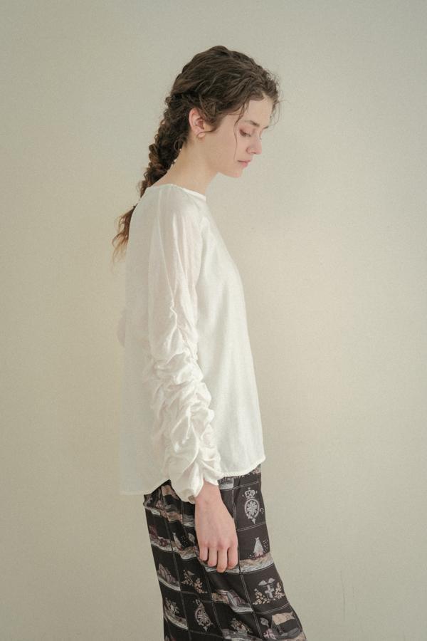 Shirred Sleeve Pullover