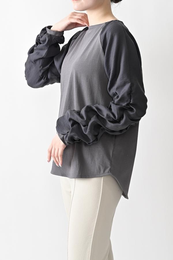 Shirred Sleeve Pullover