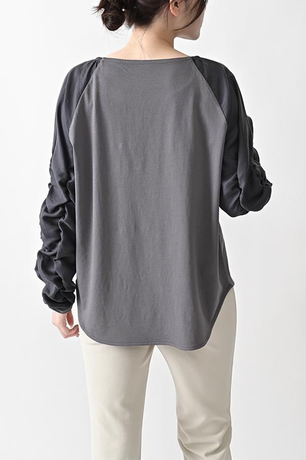 Shirred Sleeve Pullover