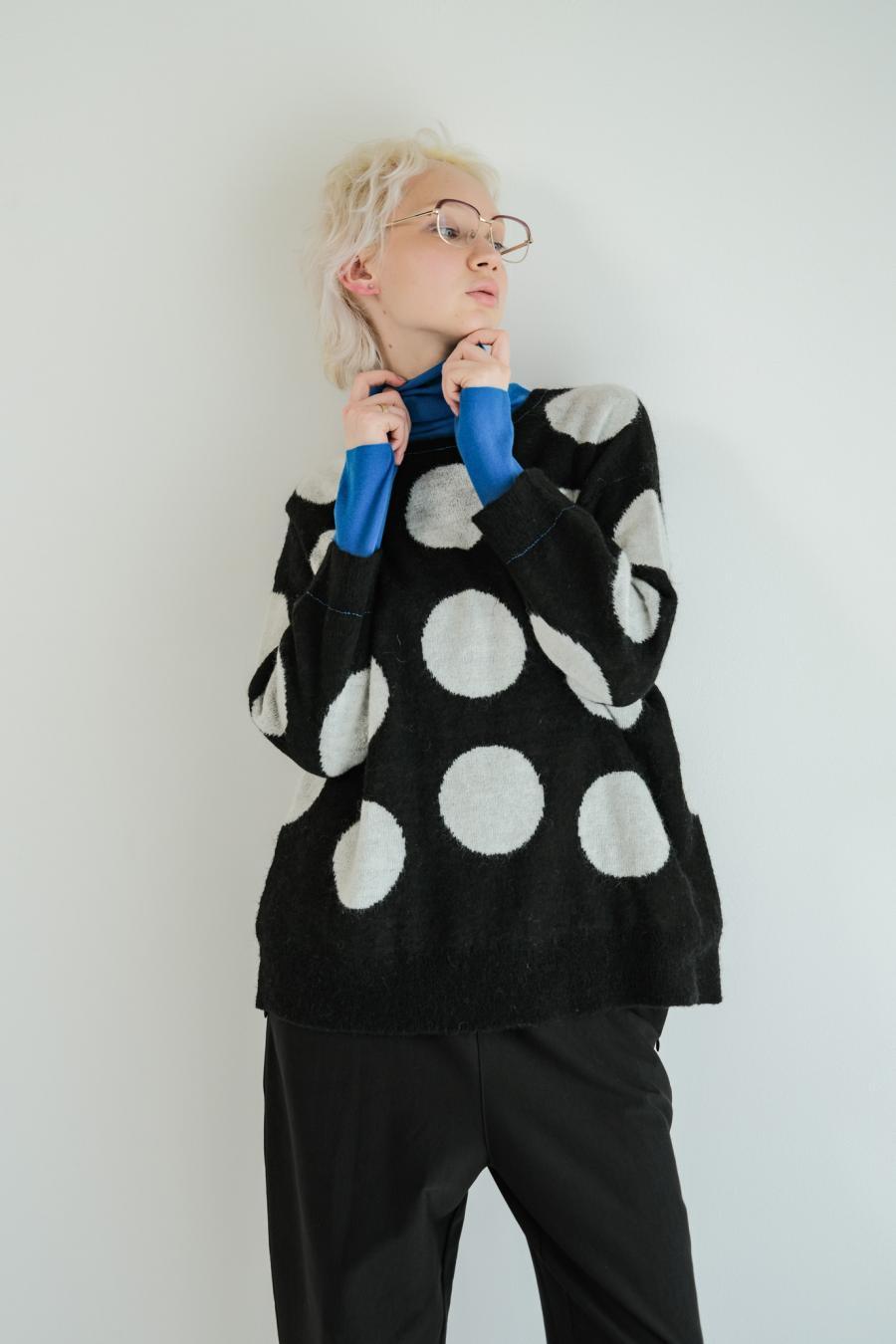 Reversible Mohair Dot Pullover