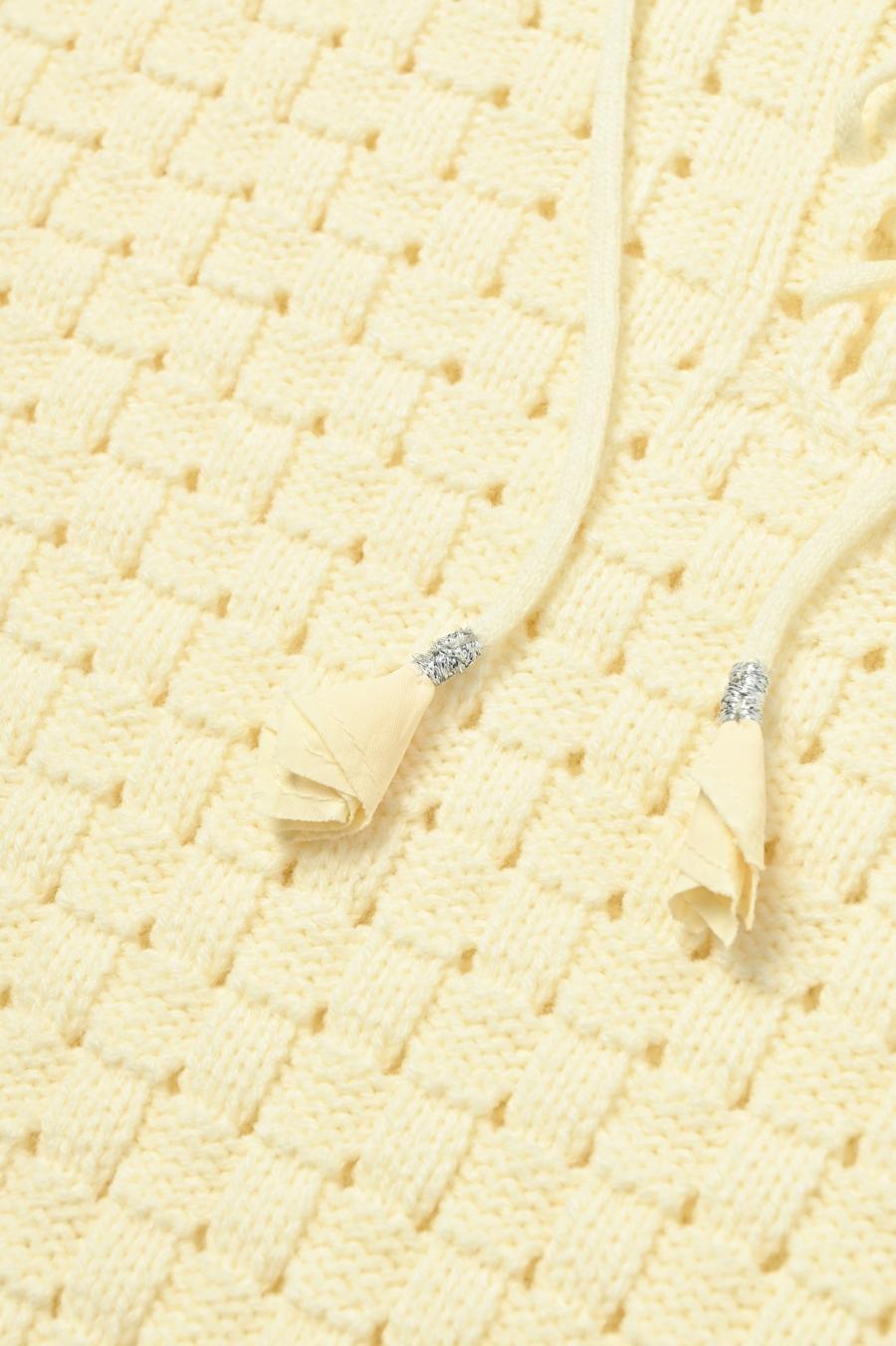 Block Piqué Lace-Up Pullover