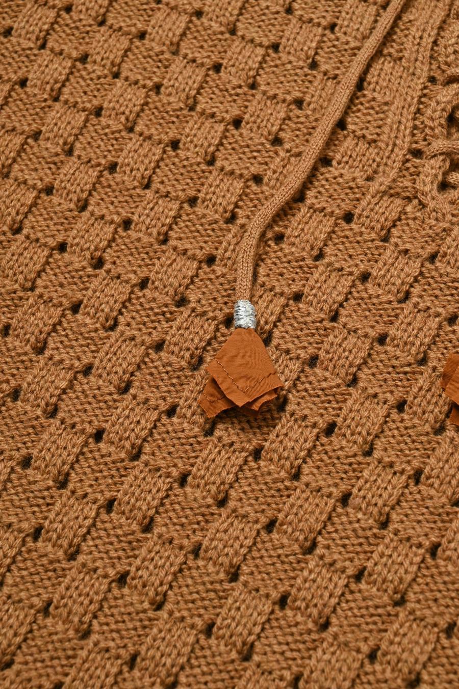 Block Piqué Lace-Up Pullover