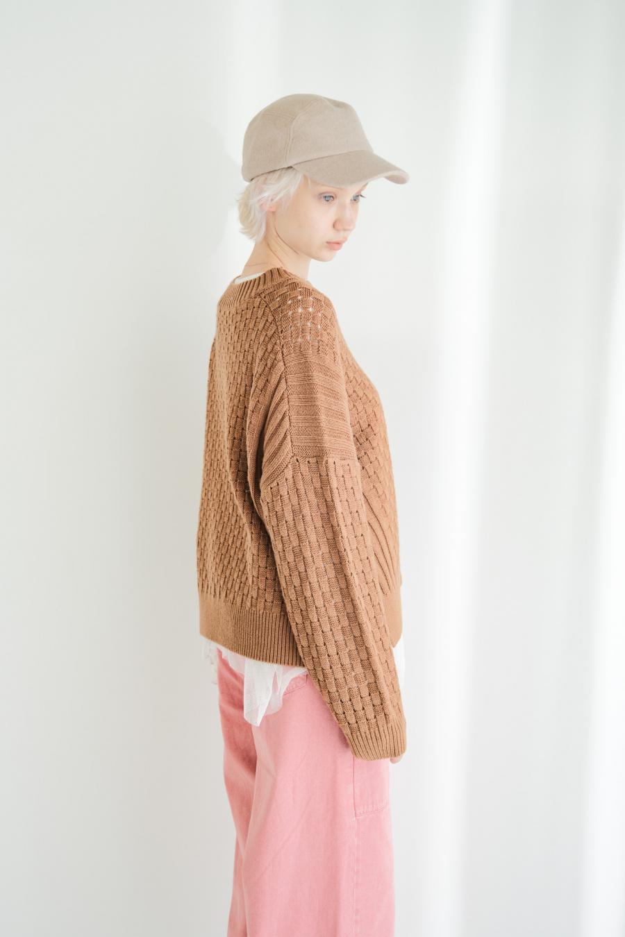 Block Piqué Lace-Up Pullover