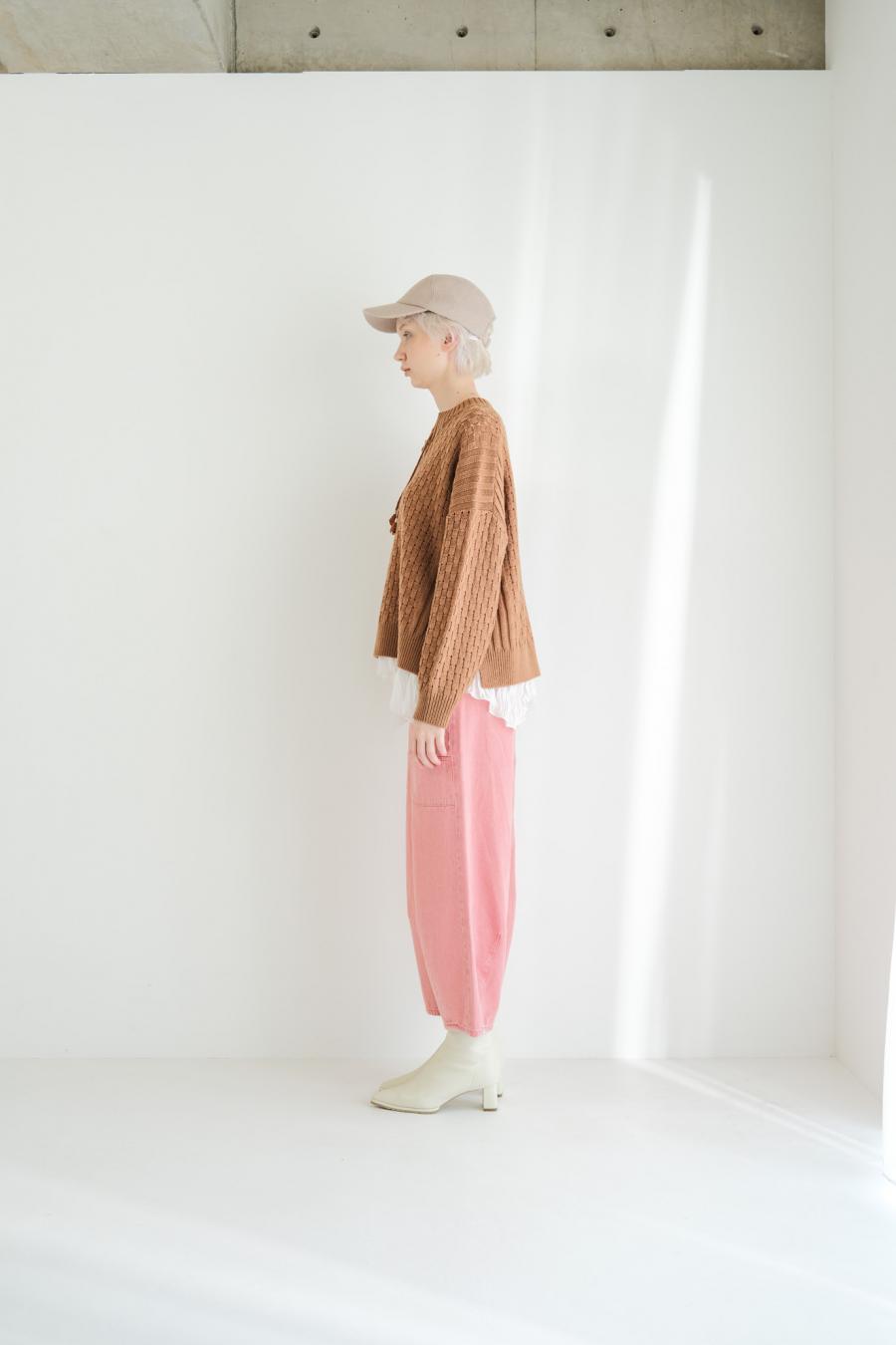 Block Piqué Lace-Up Pullover