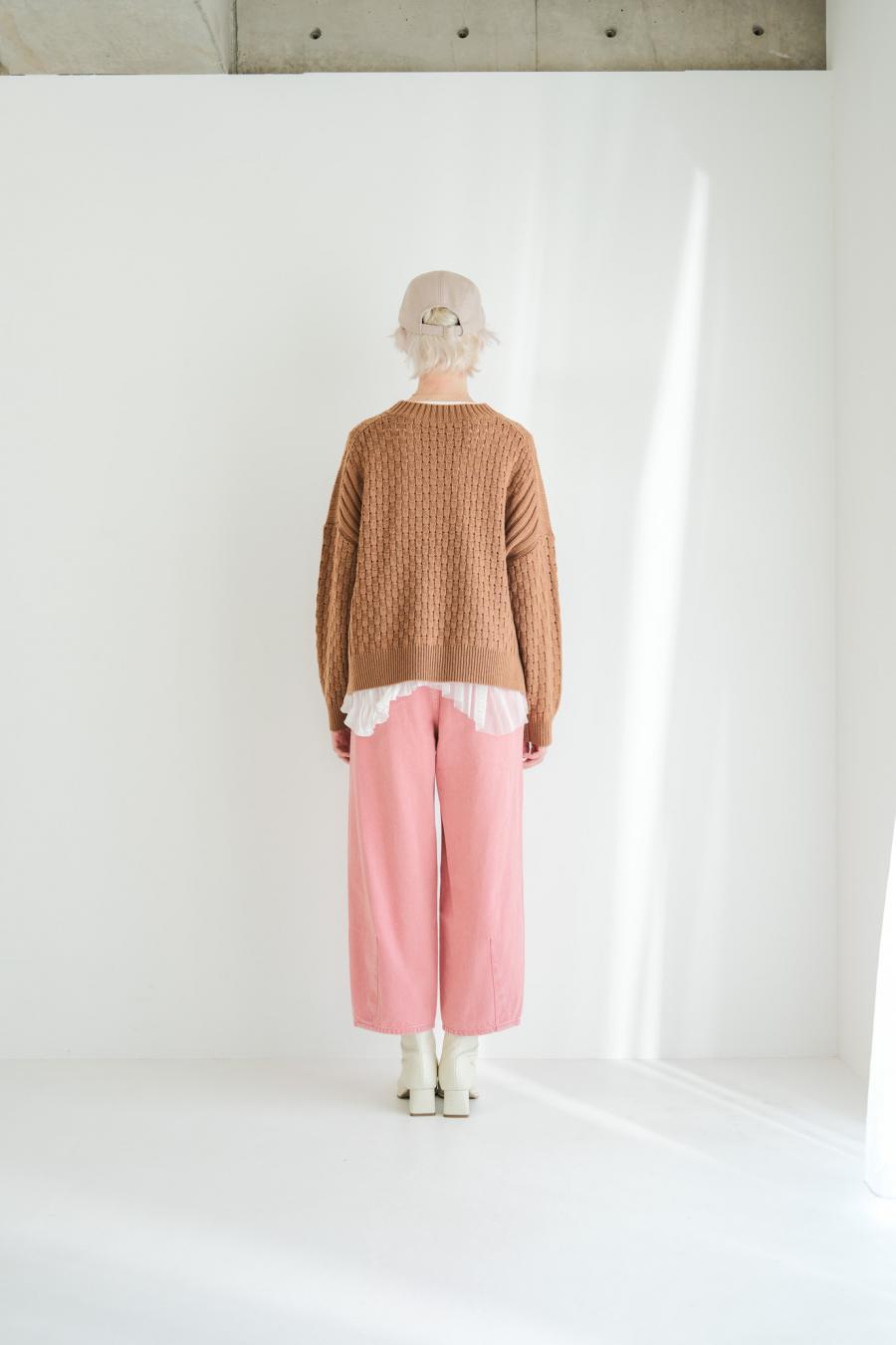 Block Piqué Lace-Up Pullover