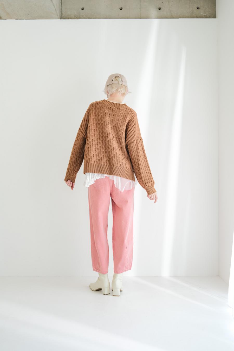 Block Piqué Lace-Up Pullover