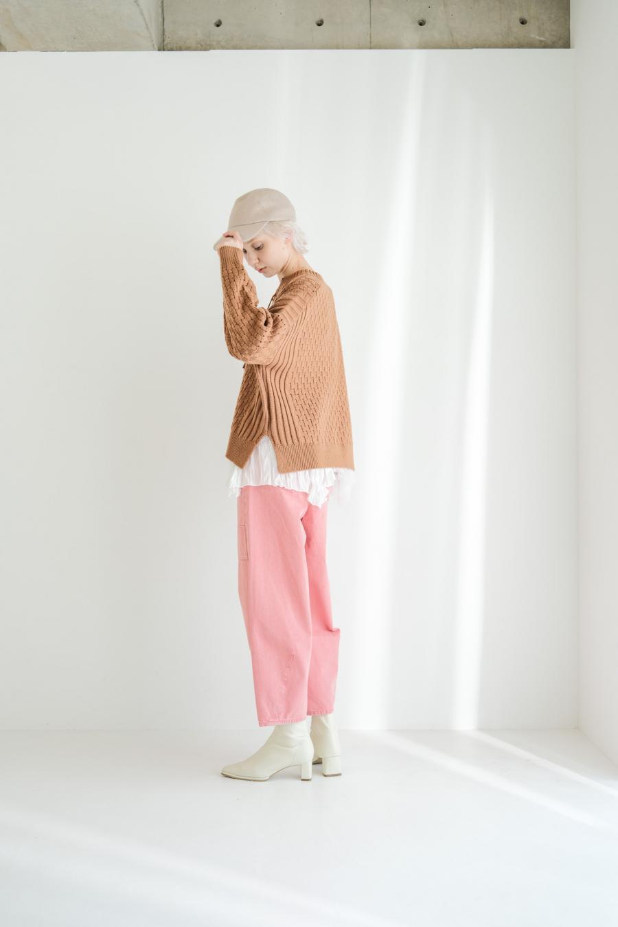 Block Piqué Lace-Up Pullover