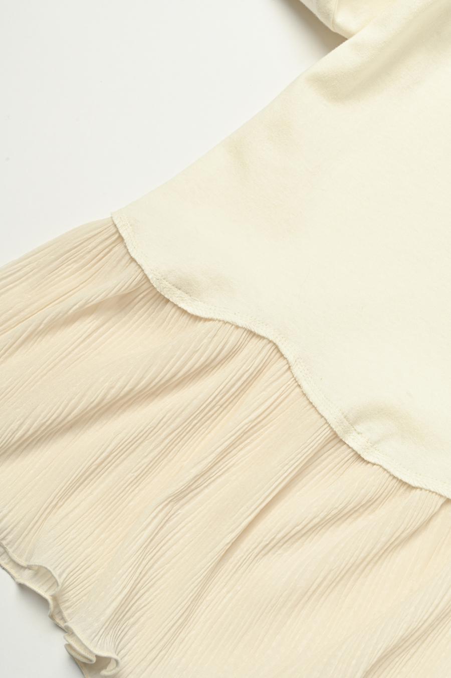 Pleated Mixed-Media Pullover