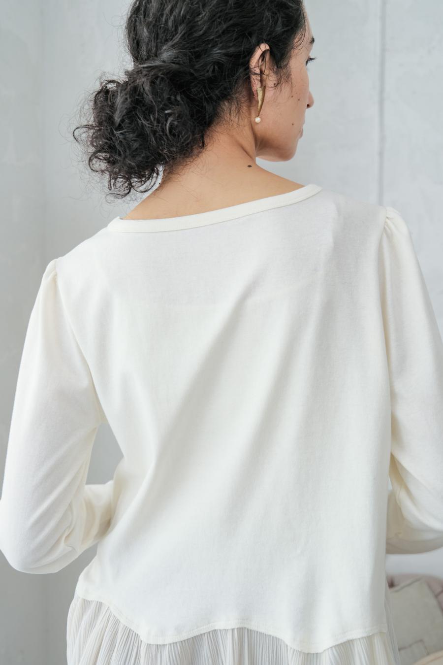 Pleated Mixed-Media Pullover