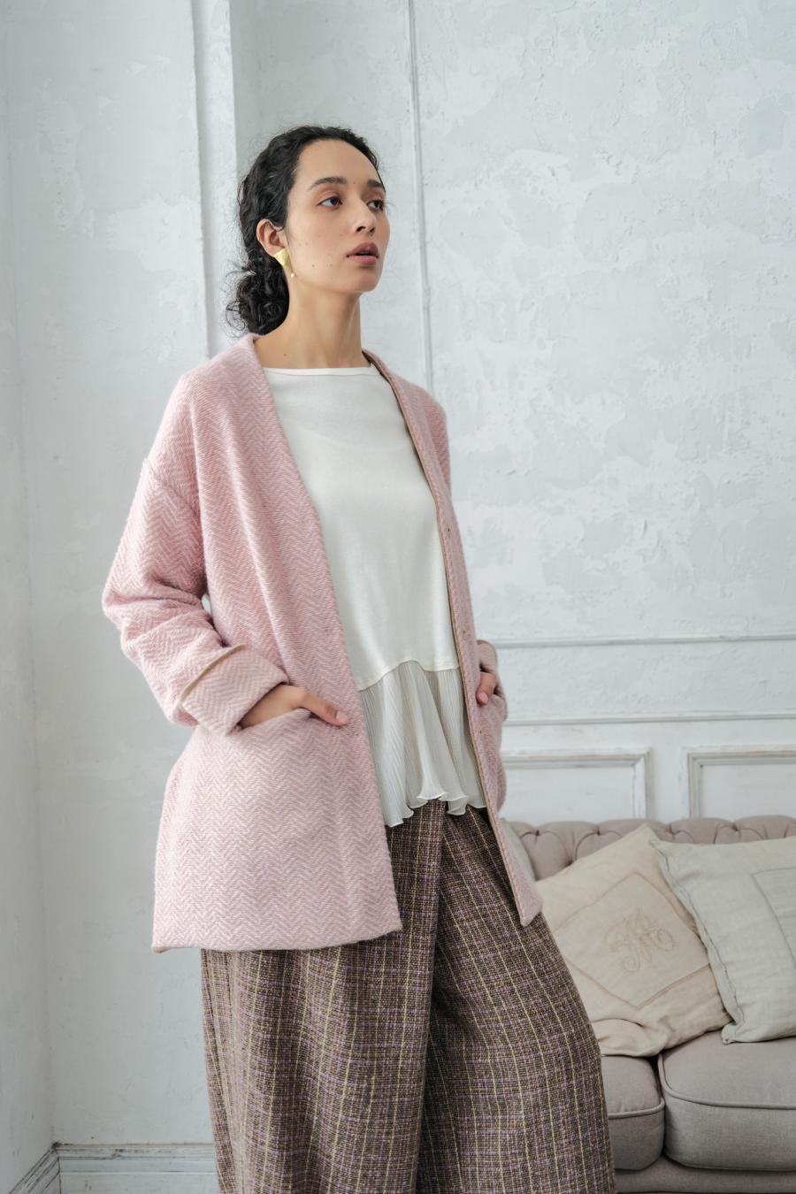Pleated Mixed-Media Pullover
