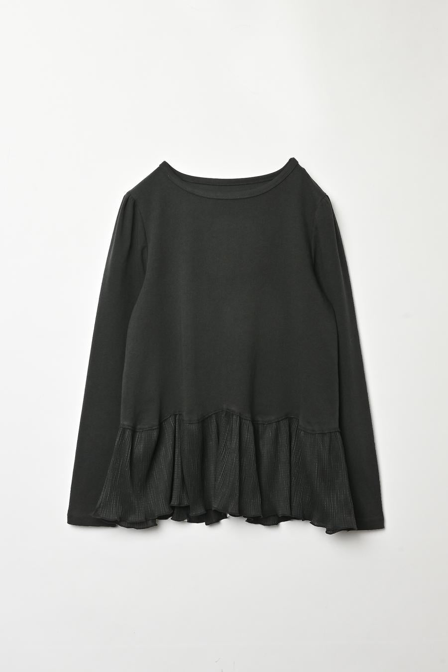 Pleated Mixed-Media Pullover