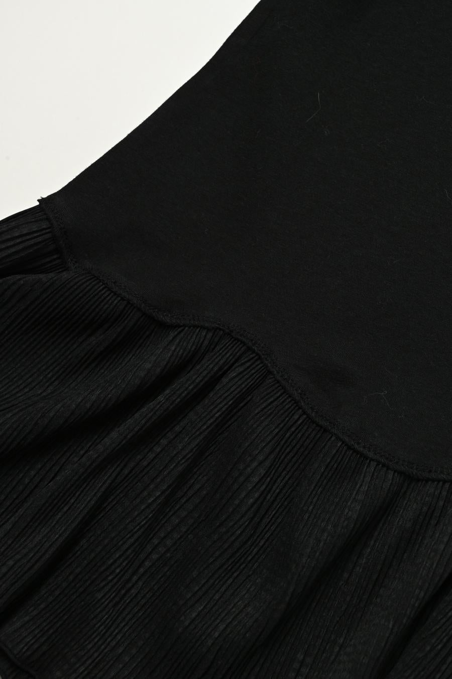 Pleated Mixed-Media Pullover