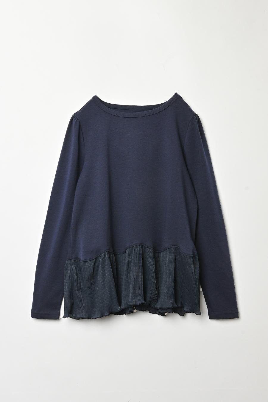 Pleated Mixed-Media Pullover