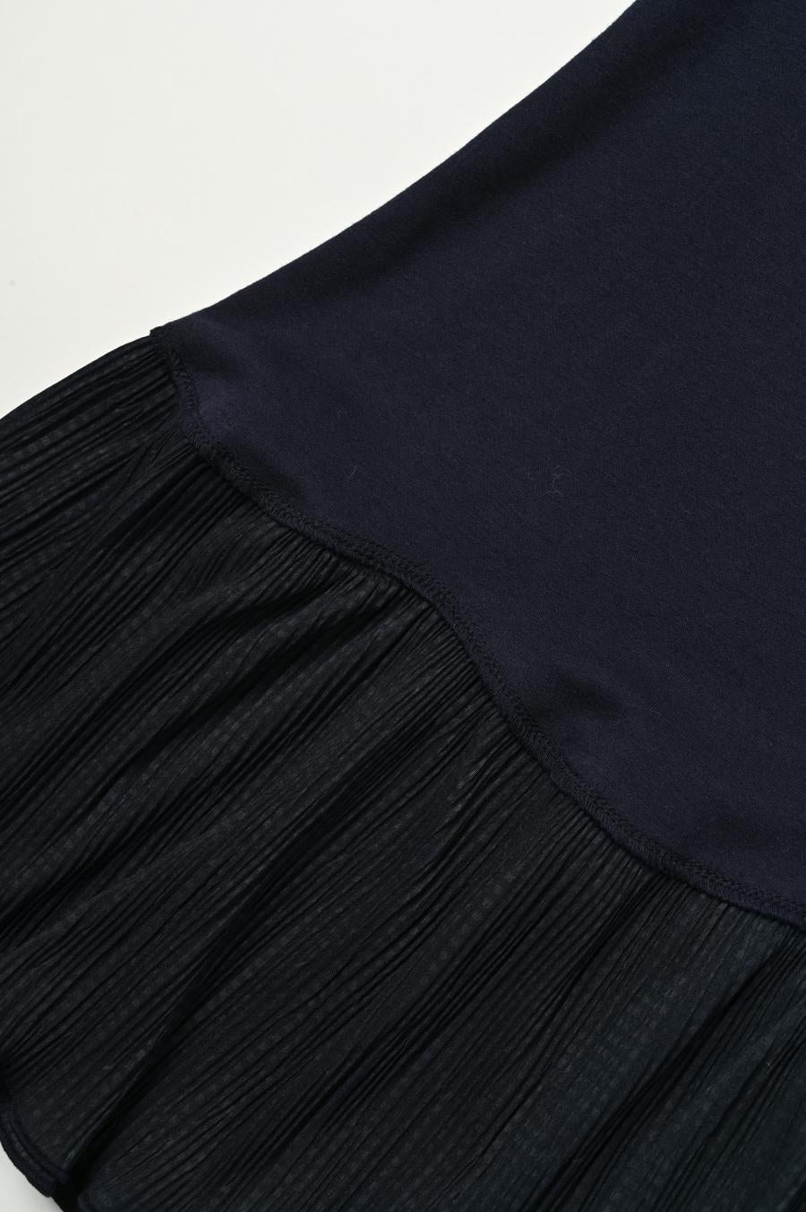 Pleated Mixed-Media Pullover