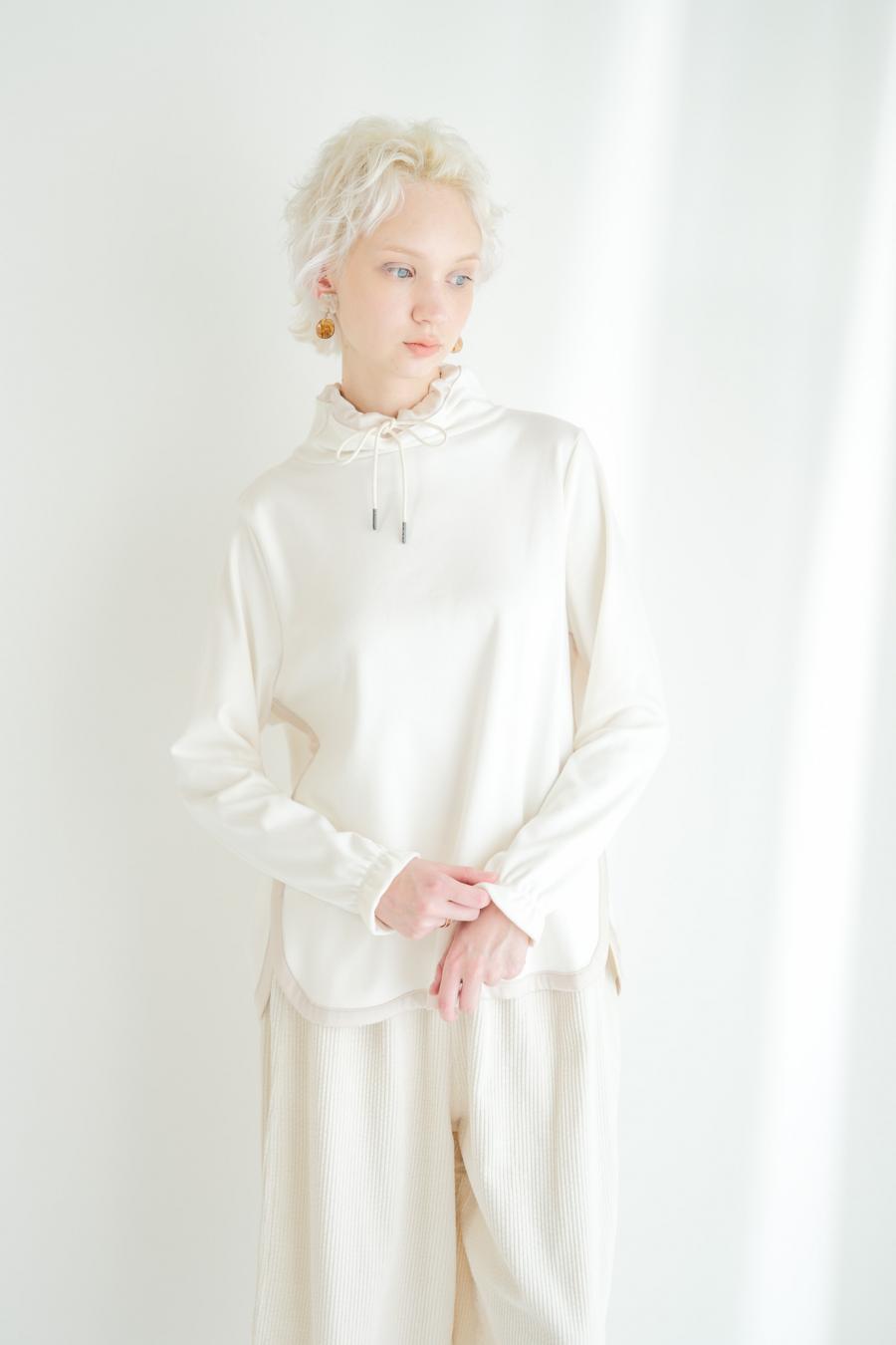 Drawstring Neck Round Hem Pullover