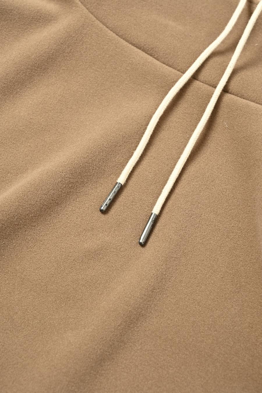 Drawstring Neck Round Hem Pullover