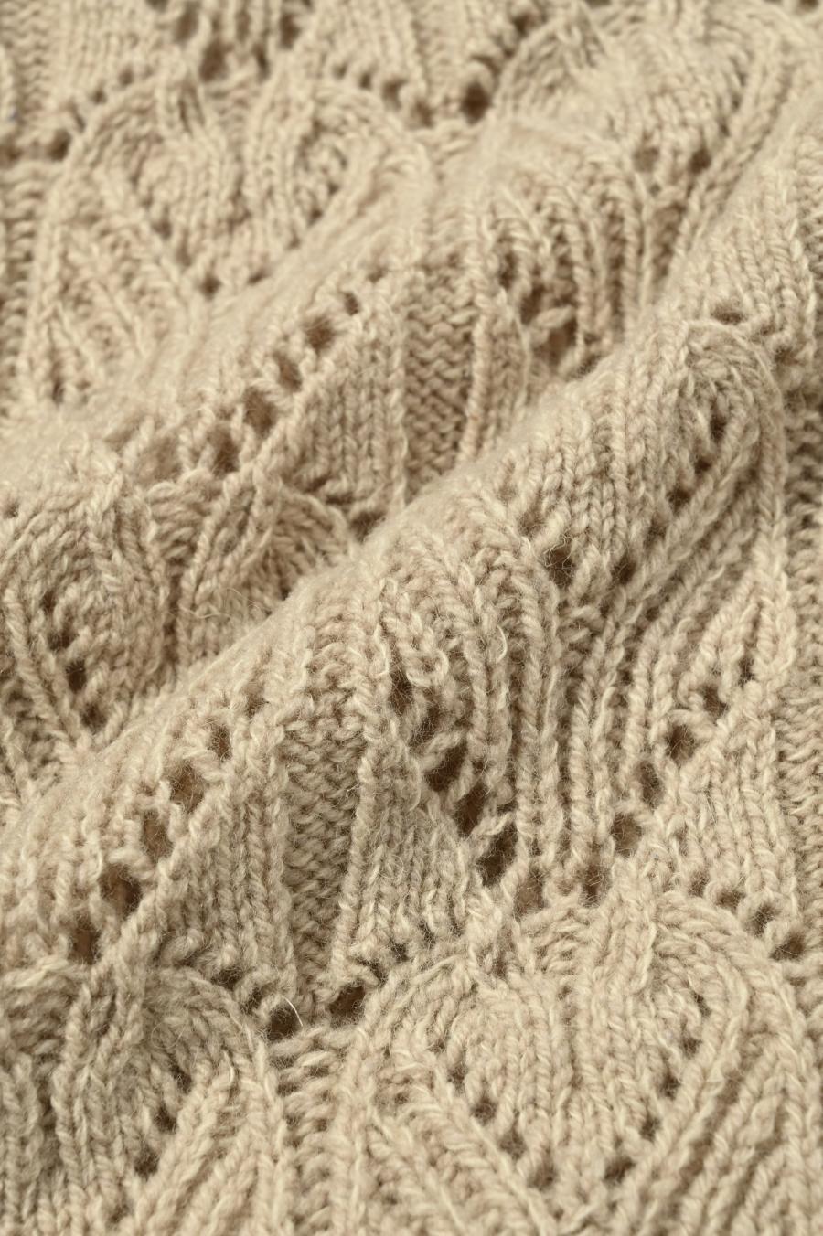 100% Wool Openwork Hooded Cardigan