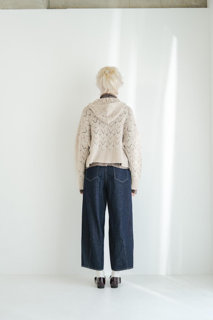 100% Wool Openwork Hooded Cardigan